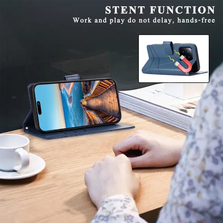 For Xiaomi 13 PU Genuine Leather Texture Embossed Line Phone Case(Blue) - 13 Cases by PMC TechLife | Online Shopping South Africa | PMC TechLife | Buy Now Pay Later Mobicred