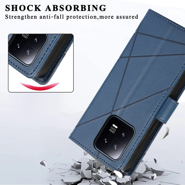 For Xiaomi 13 PU Genuine Leather Texture Embossed Line Phone Case(Blue) - 13 Cases by PMC TechLife | Online Shopping South Africa | PMC TechLife | Buy Now Pay Later Mobicred