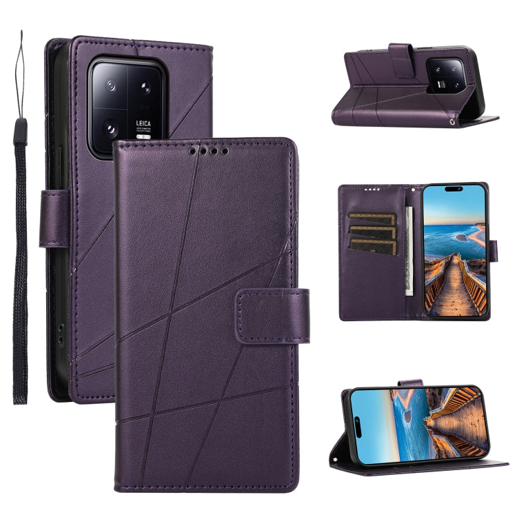 For Xiaomi 13 Pro PU Genuine Leather Texture Embossed Line Phone Case(Purple) - 13 Pro Cases by PMC TechLife | Online Shopping South Africa | PMC TechLife | Buy Now Pay Later Mobicred