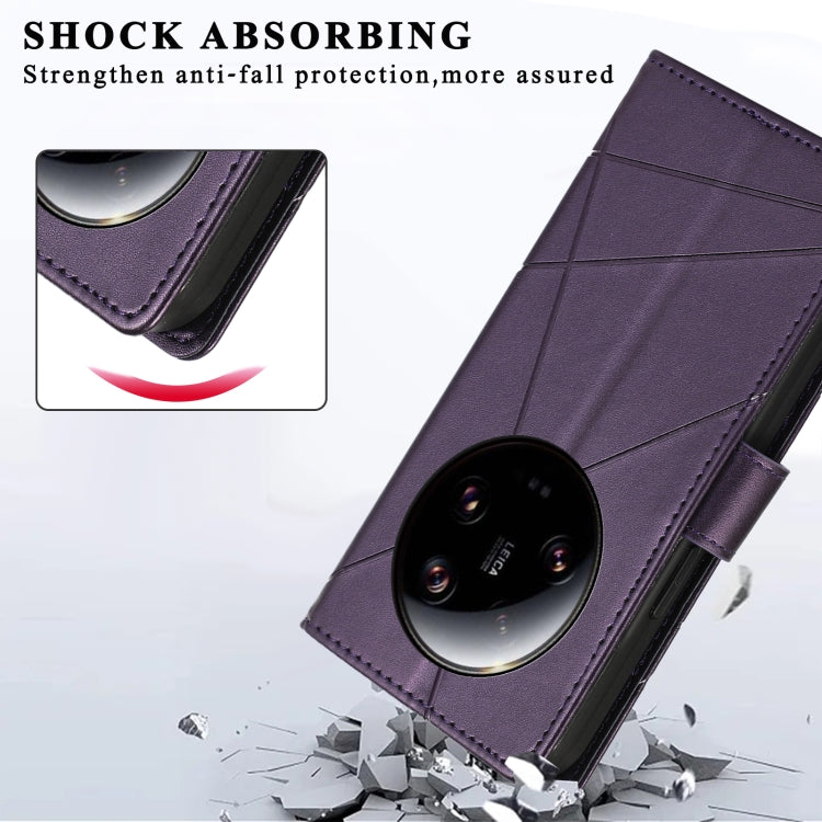 For Xiaomi 13 Ultra PU Genuine Leather Texture Embossed Line Phone Case(Purple) - 13 Ultra Cases by PMC TechLife | Online Shopping South Africa | PMC TechLife | Buy Now Pay Later Mobicred