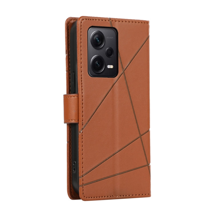 For Xiaomi Redmi Note 12 Pro+ 5G Global PU Genuine Leather Texture Embossed Line Phone Case(Brown) - Xiaomi Cases by PMC Jewellery | Online Shopping South Africa | PMC Jewellery | Buy Now Pay Later Mobicred