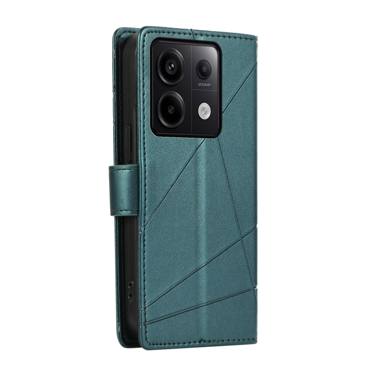 For Xiaomi Redmi Note 13 Pro 5G PU Genuine Leather Texture Embossed Line Phone Case(Green) - Note 13 Pro Cases by PMC TechLife | Online Shopping South Africa | PMC TechLife | Buy Now Pay Later Mobicred