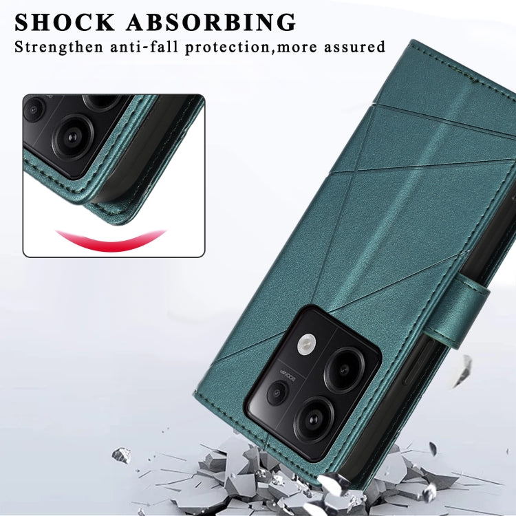 For Xiaomi Redmi Note 13 Pro 5G PU Genuine Leather Texture Embossed Line Phone Case(Green) - Note 13 Pro Cases by PMC TechLife | Online Shopping South Africa | PMC TechLife | Buy Now Pay Later Mobicred