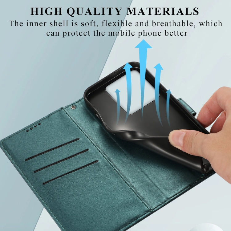 For Xiaomi Redmi Note 13 Pro 5G PU Genuine Leather Texture Embossed Line Phone Case(Green) - Note 13 Pro Cases by PMC TechLife | Online Shopping South Africa | PMC TechLife | Buy Now Pay Later Mobicred