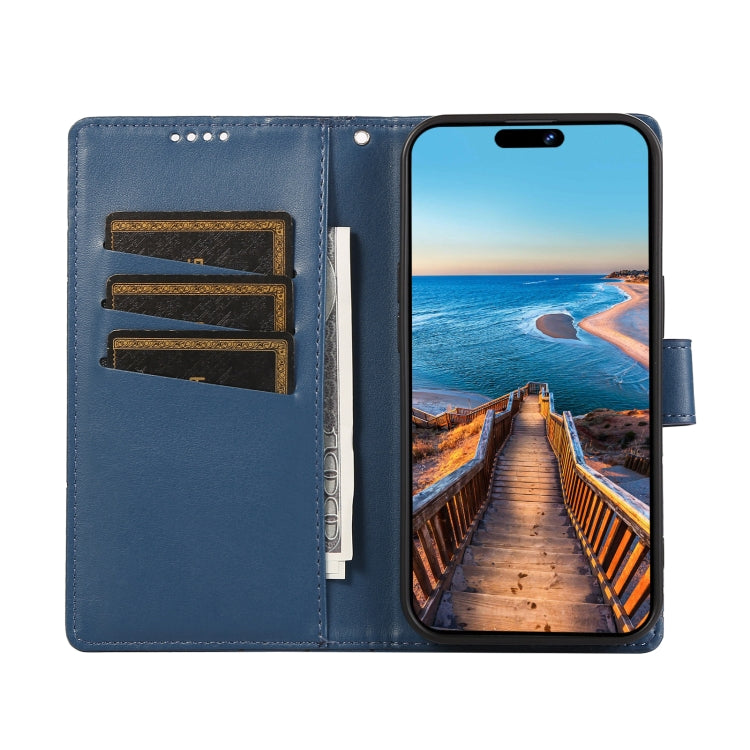 For Xiaomi Redmi Note 13 Pro+ PU Genuine Leather Texture Embossed Line Phone Case(Blue) - Note 13 Pro+ Cases by PMC TechLife | Online Shopping South Africa | PMC TechLife | Buy Now Pay Later Mobicred