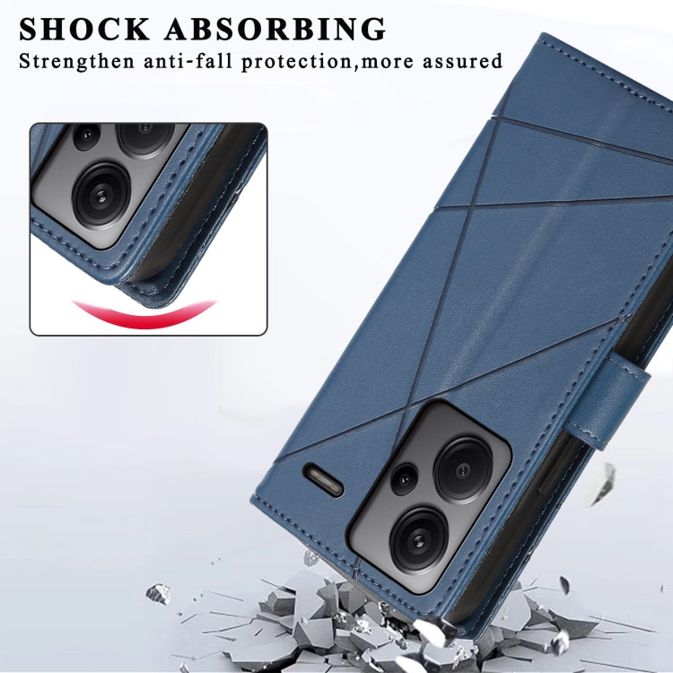 For Xiaomi Redmi Note 13 Pro+ PU Genuine Leather Texture Embossed Line Phone Case(Blue) - Note 13 Pro+ Cases by PMC TechLife | Online Shopping South Africa | PMC TechLife | Buy Now Pay Later Mobicred