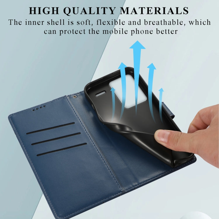 For Xiaomi Redmi Note 13 Pro+ PU Genuine Leather Texture Embossed Line Phone Case(Blue) - Note 13 Pro+ Cases by PMC TechLife | Online Shopping South Africa | PMC TechLife | Buy Now Pay Later Mobicred