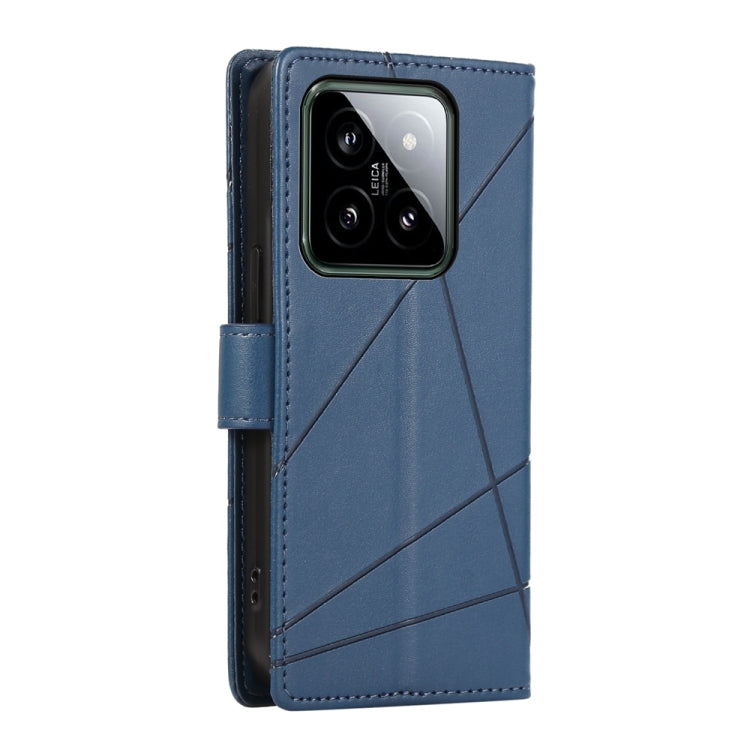 For Xiaomi 14 PU Genuine Leather Texture Embossed Line Phone Case(Blue) - 14 Cases by PMC Jewellery | Online Shopping South Africa | PMC Jewellery | Buy Now Pay Later Mobicred