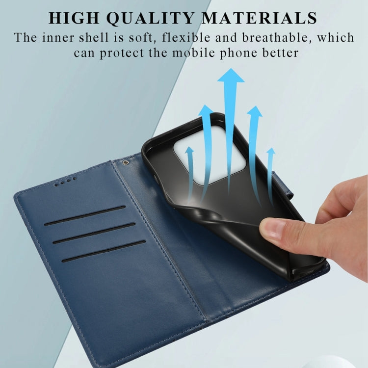 For Xiaomi 14 PU Genuine Leather Texture Embossed Line Phone Case(Blue) - free shipping - PMC TechLife - Order now!