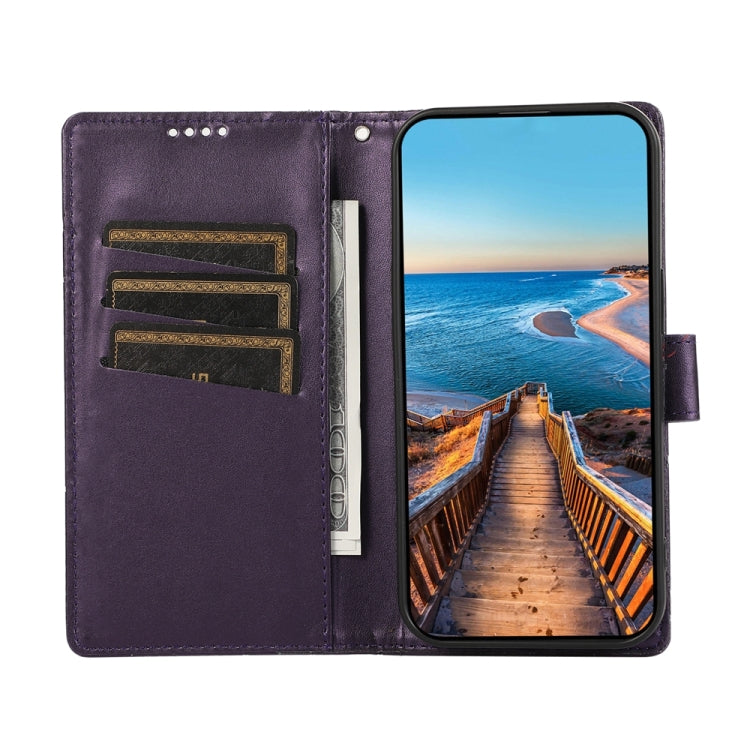 For Xiaomi Redmi 13C PU Genuine Leather Texture Embossed Line Phone Case(Purple) - free shipping - PMC TechLife - Order now!