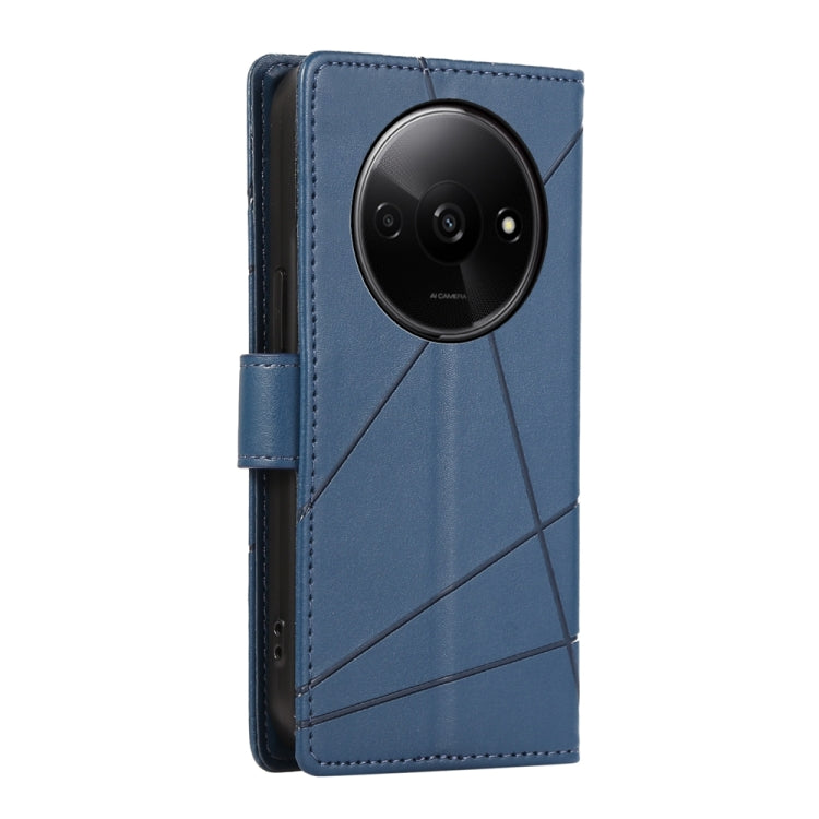 For Xiaomi Redmi A3 PU Genuine Leather Texture Embossed Line Phone Case(Blue) - Xiaomi Cases by PMC TechLife | Online Shopping South Africa | PMC TechLife | Buy Now Pay Later Mobicred