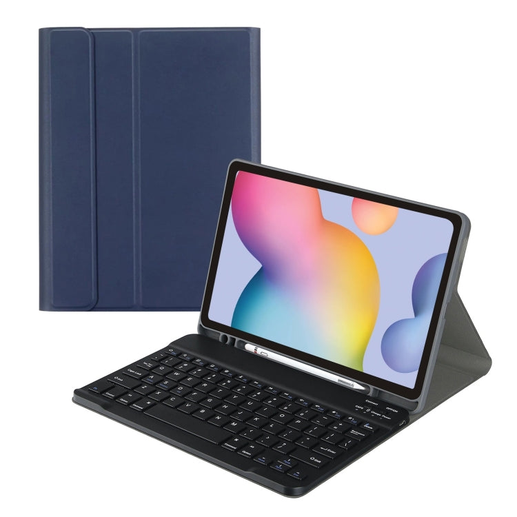 For Samsung Galaxy Tab S9 FE Square Cap Bluetooth Keyboard Leather Case with Pen Slot(Dark Blue) - Samsung Keyboard by PMC TechLife | Online Shopping South Africa | PMC TechLife