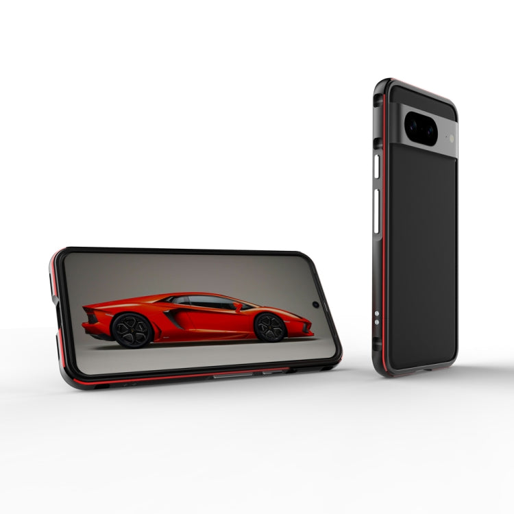 For Google Pixel 8 Aurora Series Metal Frame Phone Case(Black Purple) - Google Cases by PMC TechLife | Online Shopping South Africa | PMC TechLife | Buy Now Pay Later Mobicred