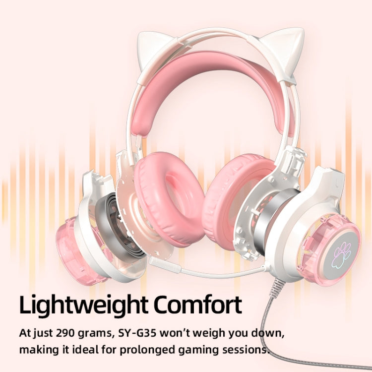 G35 Cute Cat RGB Head-mounted Wired Gaming Earphone(Pink) - Multimedia Headset by PMC Jewellery | Online Shopping South Africa | PMC Jewellery | Buy Now Pay Later Mobicred