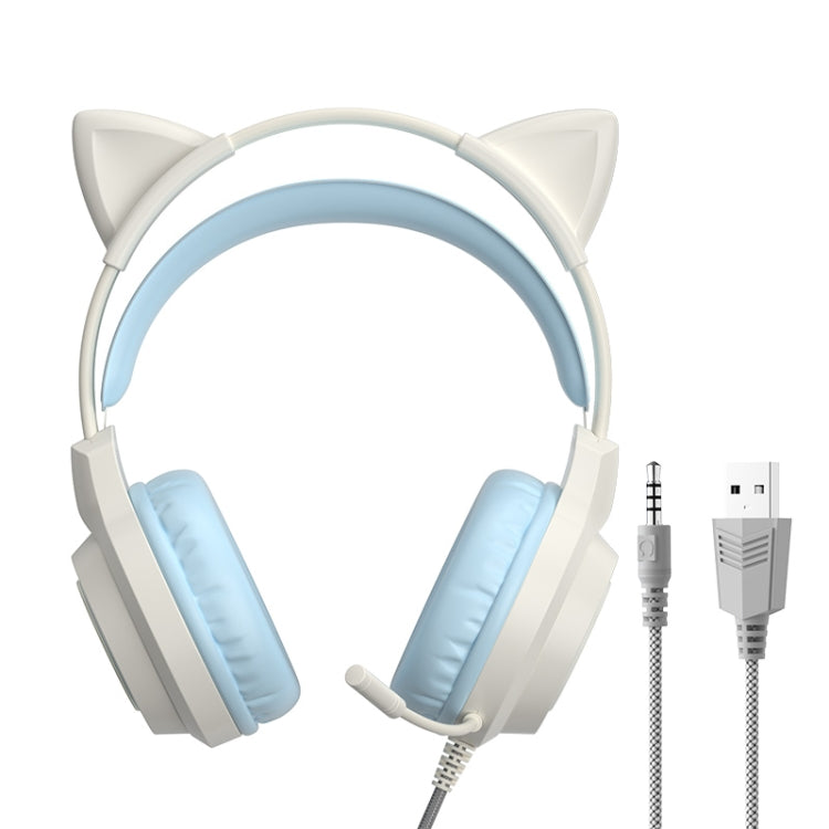 G35 Cute Cat RGB Head-mounted Wired Gaming Earphone(Blue) - Multimedia Headset by PMC Jewellery | Online Shopping South Africa | PMC Jewellery | Buy Now Pay Later Mobicred