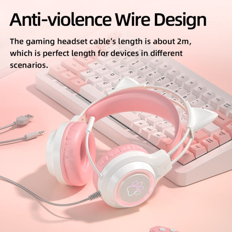 G35 Cute Cat RGB Head-mounted Wired Gaming Earphone(Blue) - Multimedia Headset by PMC Jewellery | Online Shopping South Africa | PMC Jewellery | Buy Now Pay Later Mobicred