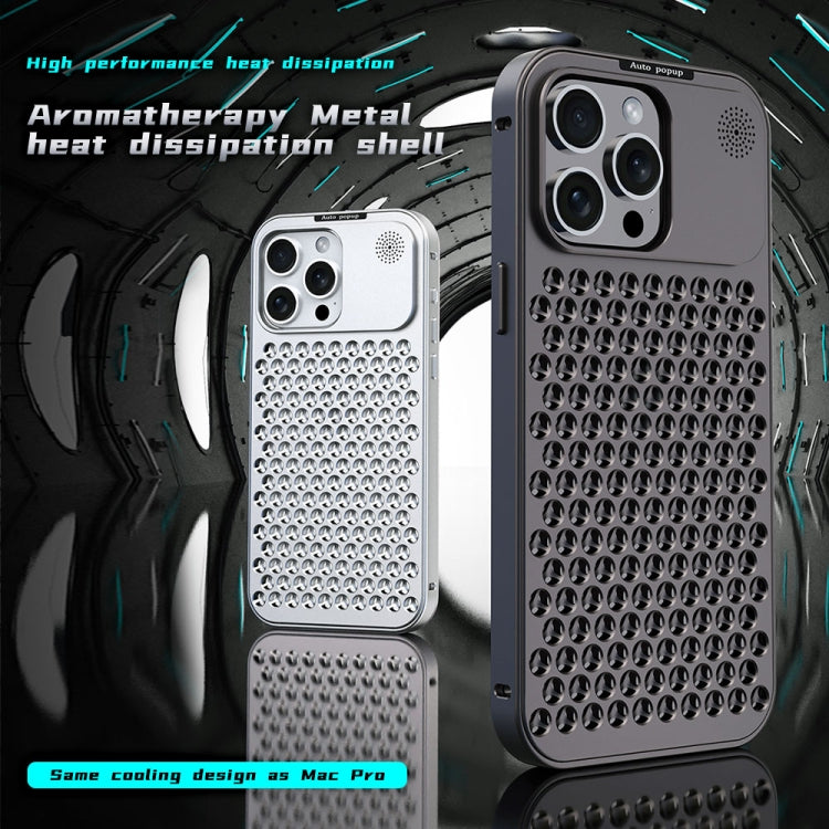 For iPhone 13 Pro Max R-JUST RJ58 Aromatherapy Metal Cooling Phone Case(Black) - iPhone 13 Pro Max Cases by R-JUST | Online Shopping South Africa | PMC Jewellery | Buy Now Pay Later Mobicred