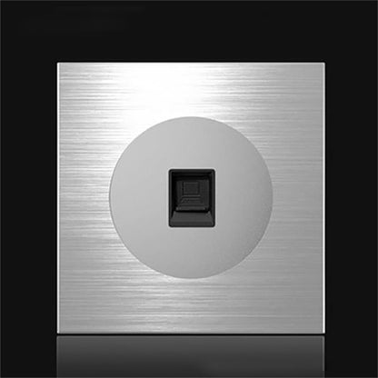 86mm Gray Aluminum Wire Drawing LED Switch Panel, Style:Computer Socket - Switch by PMC Jewellery | Online Shopping South Africa | PMC Jewellery | Buy Now Pay Later Mobicred