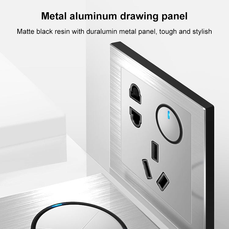 86mm Gray Aluminum Wire Drawing LED Switch Panel, Style:TV-Telephone socket - free shipping - PMC Jewellery - Order now!