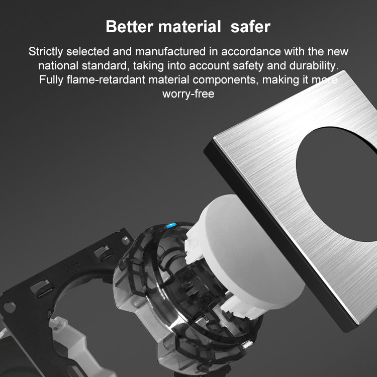 86mm Gray Aluminum Wire Drawing LED Switch Panel, Style:Five-hole USB Socket - free shipping - PMC Jewellery - Order now!