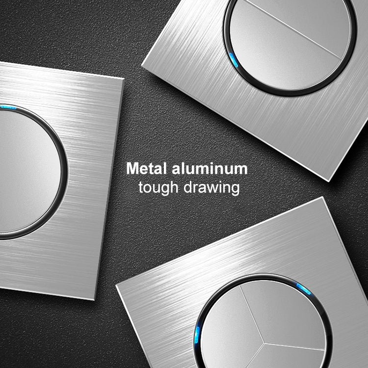 86mm Gray Aluminum Wire Drawing LED Switch Panel, Style:Five-hole USB Socket - free shipping - PMC Jewellery - Order now!