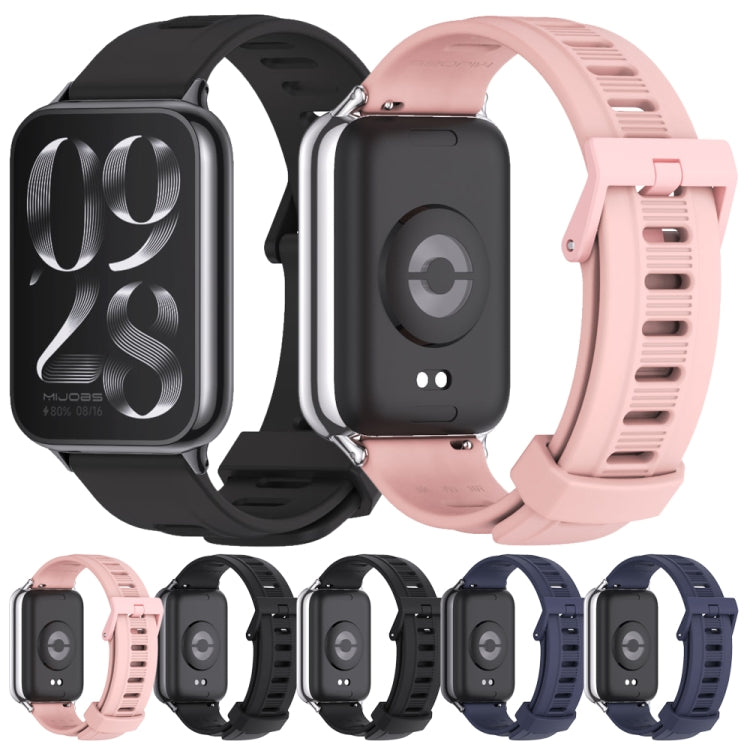 For Xiaomi Smart Band 9 Pro / 8 Pro Mijobs Flat Hole Breathable Silicone Watch Band(Black+Silver) - free shipping - PMc TechLife - Order now!