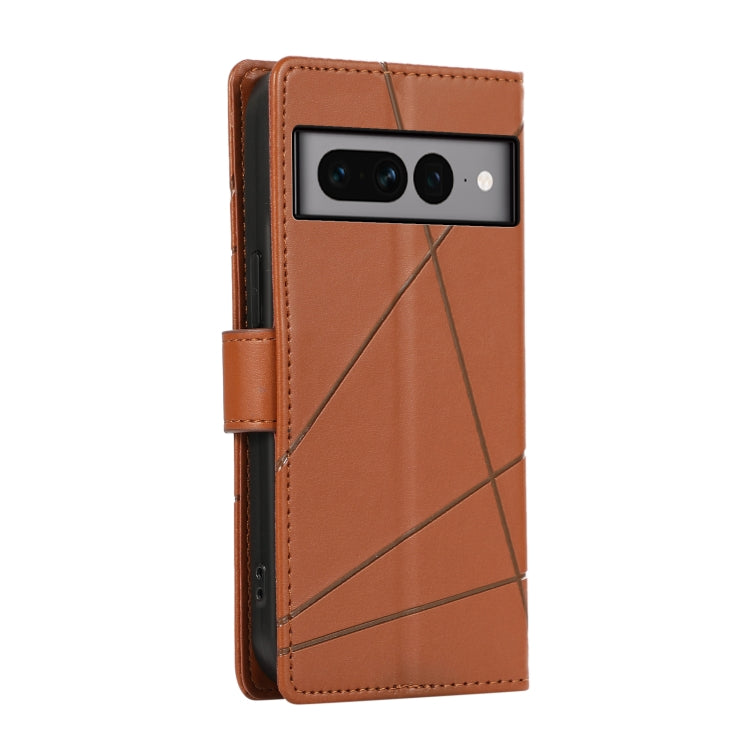 For Google Pixel 7 Pro PU Genuine Leather Texture Embossed Line Phone Case(Brown) - Google Cases by PMC Jewellery | Online Shopping South Africa | PMC Jewellery