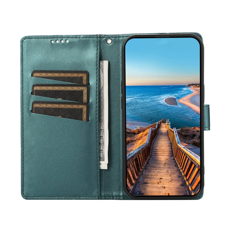 For Google Pixel 9 Pro PU Genuine Leather Texture Embossed Line Phone Case(Green) - Google Cases by PMC TechLife | Online Shopping South Africa | PMC TechLife | Buy Now Pay Later Mobicred