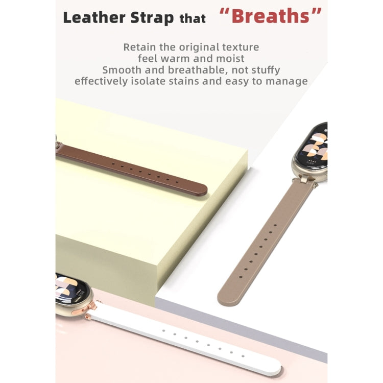 For Xiaomi Smart Band 10 / 9 / 8 Mijobs First Layer Cowhide Watch Band(White Light Gold) - free shipping - PMC TechLife - Order now!