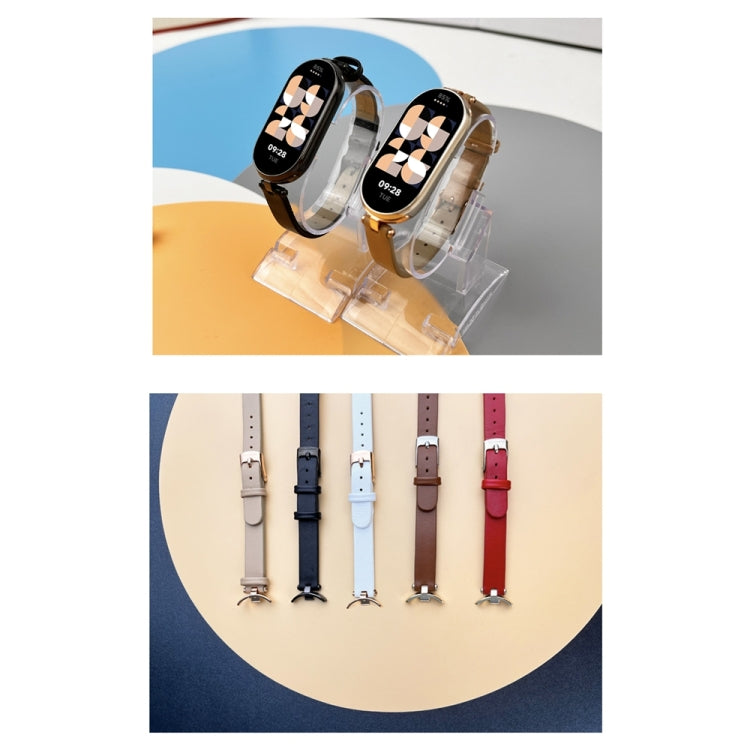 For Xiaomi Mi Band 8 / 9 / 9 NFC Mijobs First Layer Cowhide Watch Band(Red Light Gold) - Watch Bands by MIJOBS | Online Shopping South Africa | PMC TechLife | Buy Now Pay Later Mobicred
