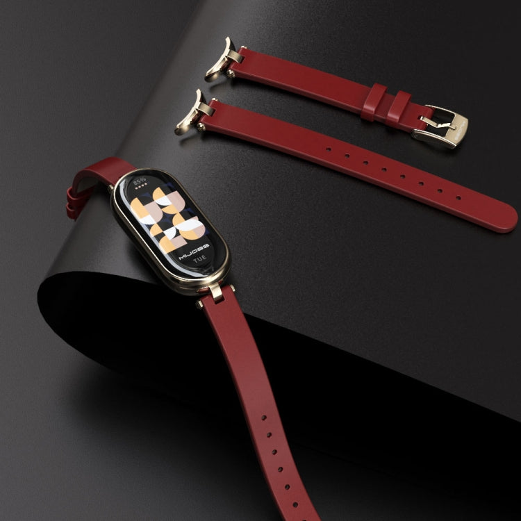 For Xiaomi Smart Band 10 / 9 / 8 Mijobs First Layer Cowhide Watch Band(Apricot Light Gold) - free shipping - PMC TechLife - Order now!