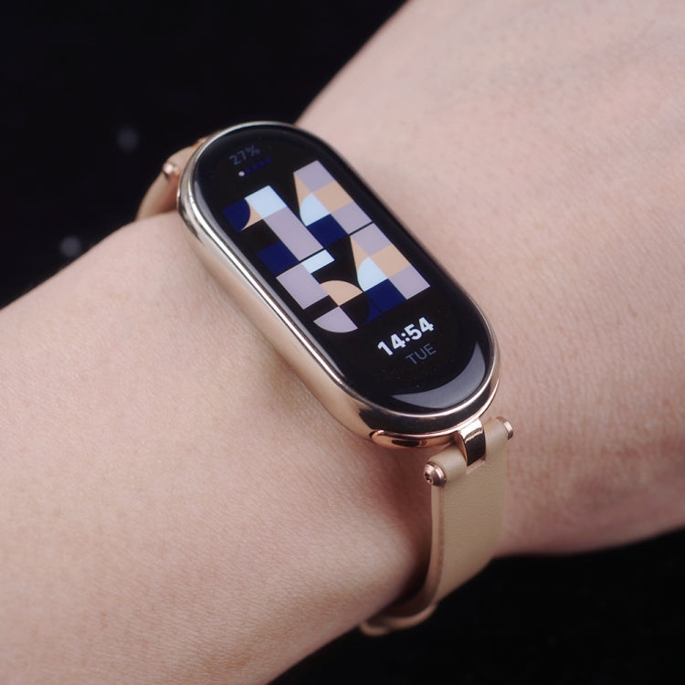 For Xiaomi Smart Band 10 / 9 / 8 Mijobs First Layer Cowhide Watch Band(Apricot Light Gold) - free shipping - PMC TechLife - Order now!