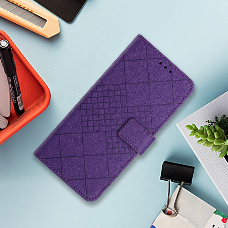 For iPhone 16 Pro Max Rhombic Grid Texture Leather Phone Case(Purple) - iPhone 16 Pro Max Cases by PMC TechLife | Online Shopping South Africa | PMC TechLife | Buy Now Pay Later Mobicred