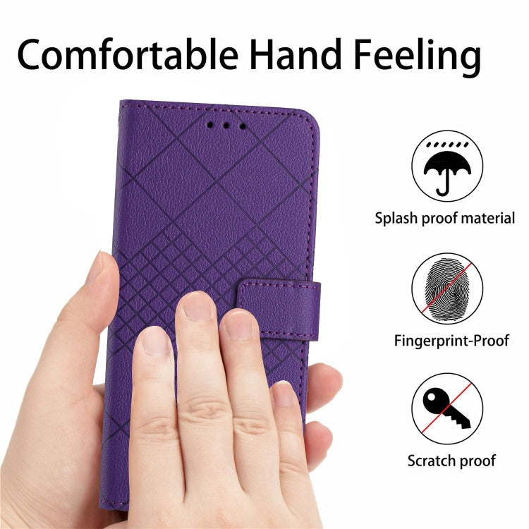 For iPhone 16 Rhombic Grid Texture Leather Phone Case(Purple) - iPhone 16 Cases by PMC TechLife | Online Shopping South Africa | PMC TechLife | Buy Now Pay Later Mobicred