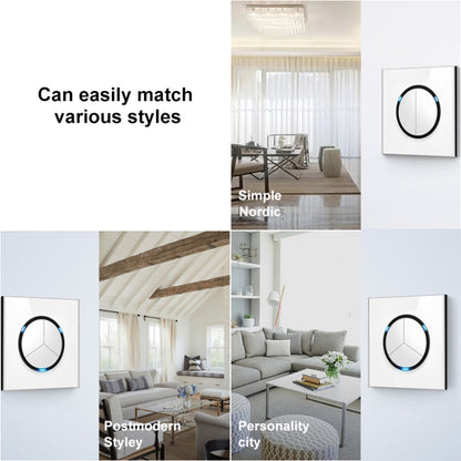 86mm Round LED Tempered Glass Switch Panel, White Round Glass, Style:Three Billing Control - Switch by PMC Jewellery | Online Shopping South Africa | PMC Jewellery | Buy Now Pay Later Mobicred