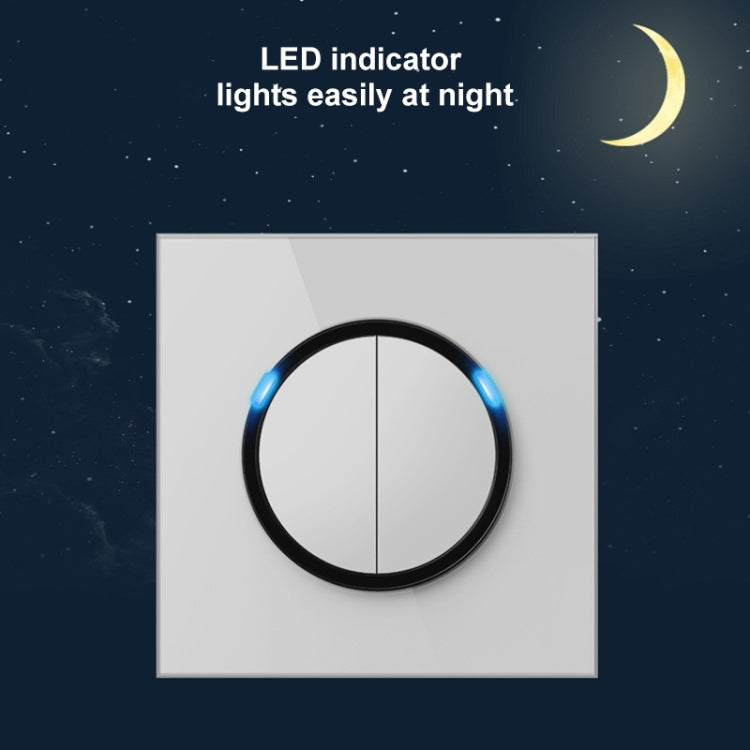 86mm Round LED Tempered Glass Switch Panel, White Round Glass, Style:TV-Computer Socket - Switch by PMC Jewellery | Online Shopping South Africa | PMC Jewellery | Buy Now Pay Later Mobicred