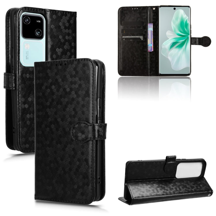 For vivo S18 5G / V30 5G Honeycomb Dot Texture Leather Phone Case(Black) - S18 Cases by PMC TechLife | Online Shopping South Africa | PMC TechLife | Buy Now Pay Later Mobicred