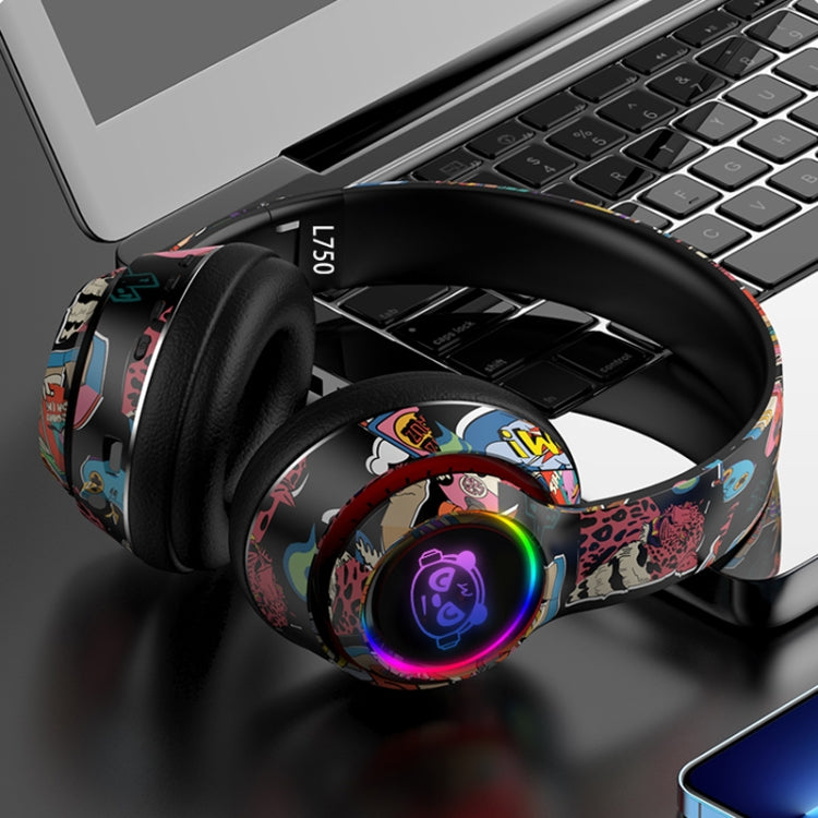 L750 3 in 1 RGB Graffiti Pattern Wireless Gaming Noise Reduction Headset(Black) - Headset & Headphone by PMC Jewellery | Online Shopping South Africa | PMC Jewellery