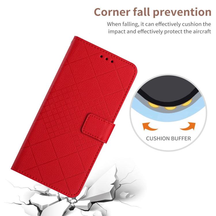 For Motorola Moto G Play 5G 2024 Rhombic Grid Texture Leather Phone Case(Red) - Motorola Cases by PMC Jewellery | Online Shopping South Africa | PMC Jewellery | Buy Now Pay Later Mobicred