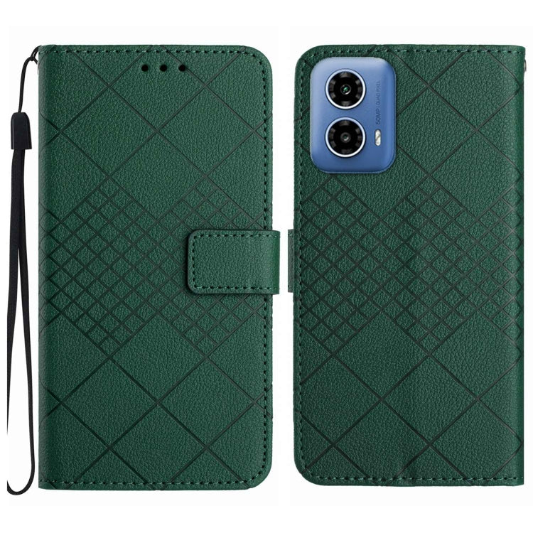 For Motorola Edge 5G 2024 Rhombic Grid Texture Leather Phone Case(Green) - Motorola Cases by PMC Jewellery | Online Shopping South Africa | PMC Jewellery | Buy Now Pay Later Mobicred