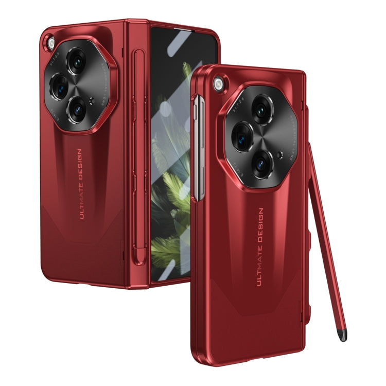 For OPPO Find N3 / OnePlus Open Integrated Frosted Electroplating Full Coverage Phone Case with Pen/Pen Slots(Red) - free shipping - PMC TechLife - Order now!