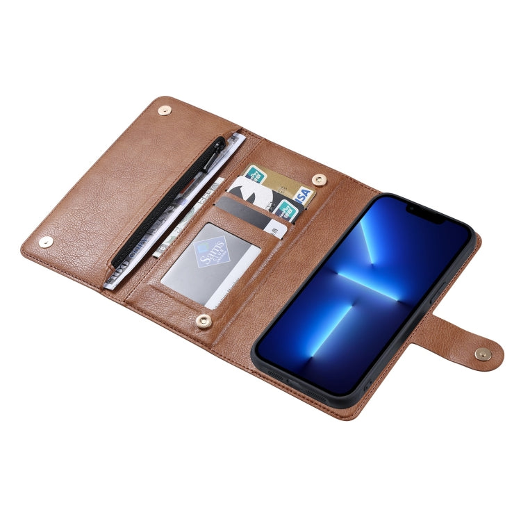 For iPhone 13 Pro ViLi GV Series MagSafe Magnetic Zipper Leather Phone Case(Brown) - free shipping - PMC Jewellery - Order now!