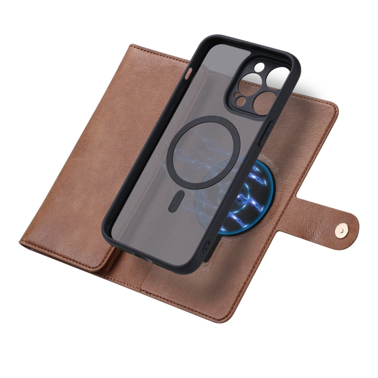 For iPhone 14 Pro Max ViLi GV Series MagSafe Magnetic Zipper Leather Phone Case(Brown) - free shipping - PMC Jewellery - Order now!