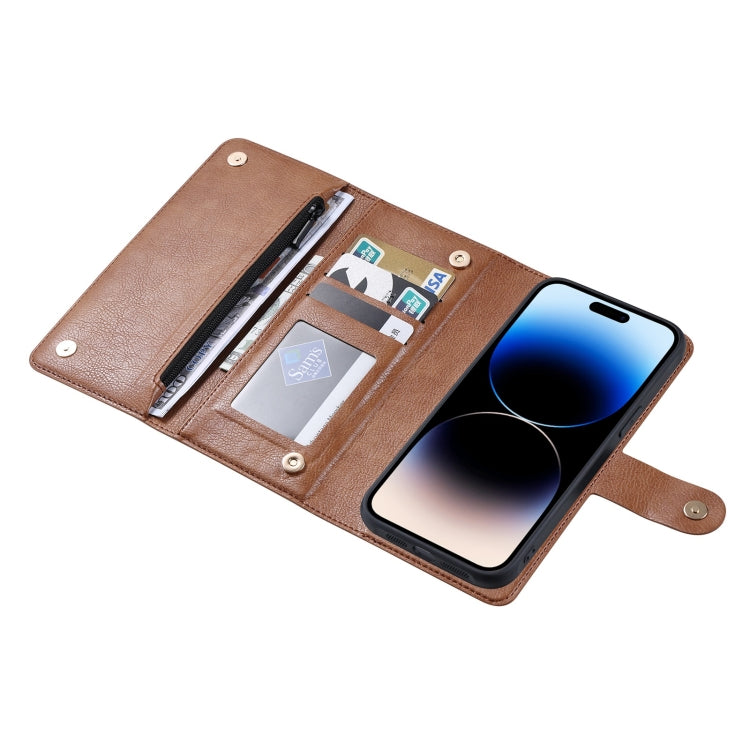For iPhone 14 Pro ViLi GV Series MagSafe Magnetic Zipper Leather Phone Case(Brown) - free shipping - PMC Jewellery - Order now!