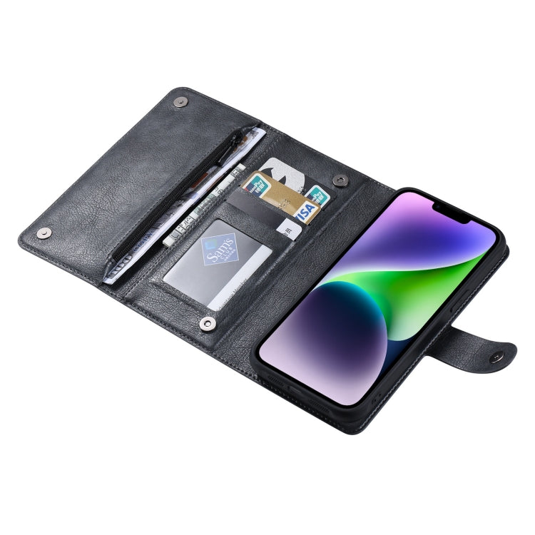 For iPhone 14 ViLi GV Series MagSafe Magnetic Zipper Leather Phone Case(Black) - free shipping - PMC Jewellery - Order now!