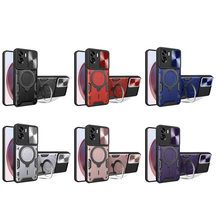 For Honor 90 Lite 5G CD Texture Sliding Camshield Magnetic Holder Phone Case(Silver) - Honor Cases by PMC TechLife | Online Shopping South Africa | PMC TechLife