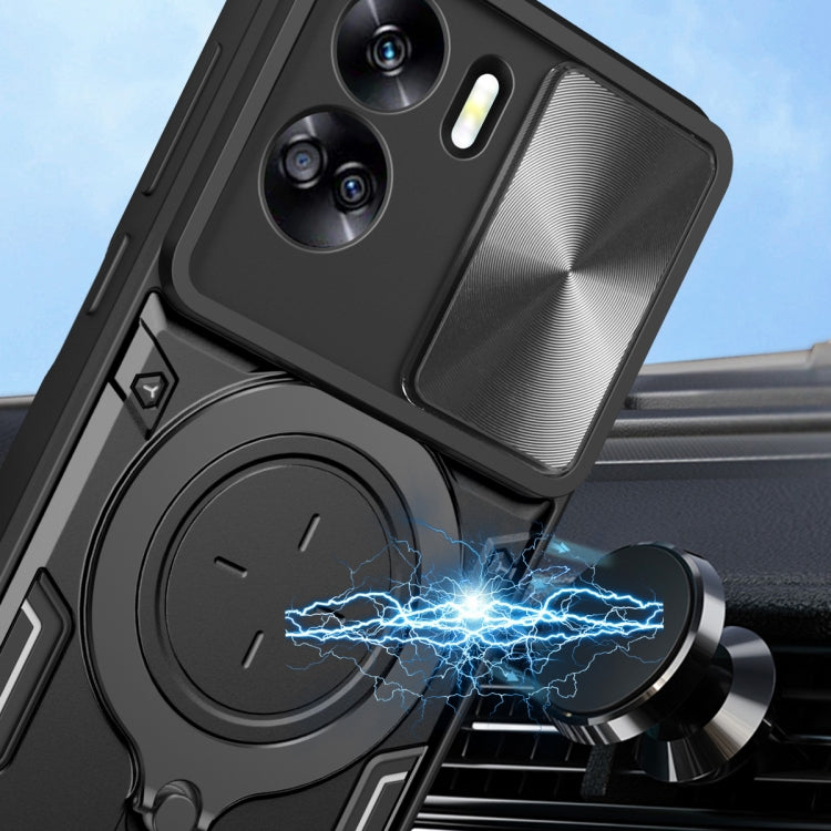 For Honor 90 Lite 5G CD Texture Sliding Camshield Magnetic Holder Phone Case(Silver) - Honor Cases by PMC TechLife | Online Shopping South Africa | PMC TechLife