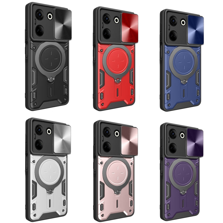 For Tecno Camon 20 4G / 20 Pro 4G CD Texture Sliding Camshield Magnetic Holder Phone Case(Black) - Tecno Cases by PMC TechLife | Online Shopping South Africa | PMC TechLife | Buy Now Pay Later Mobicred