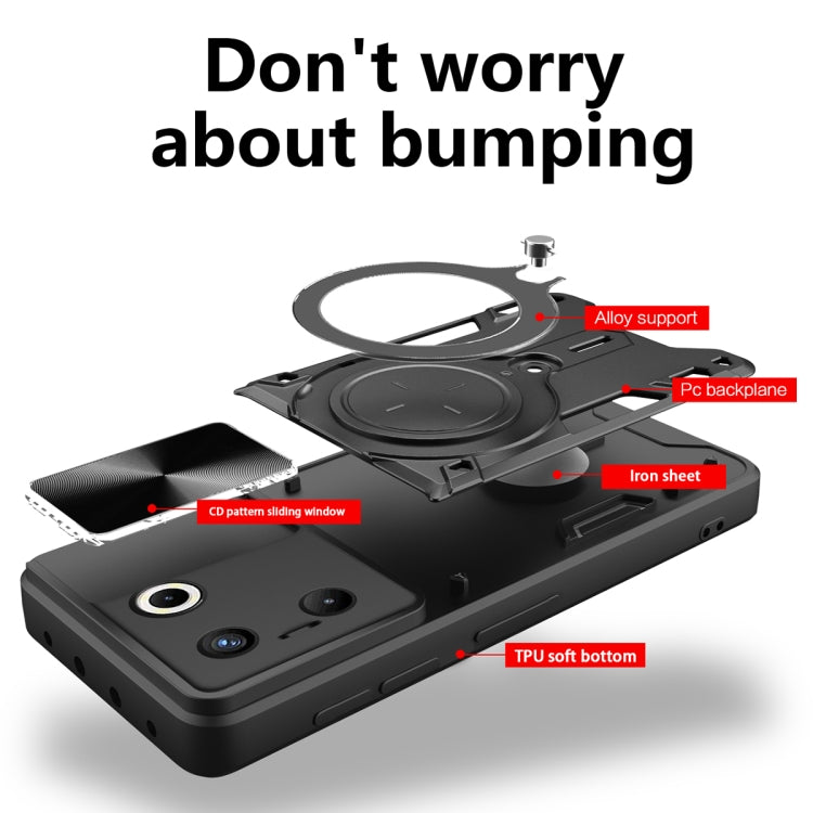 For Tecno Camon 20 Pro 5G CD Texture Sliding Camshield Magnetic Holder Phone Case(Red) - Tecno Cases by PMC TechLife | Online Shopping South Africa | PMC TechLife | Buy Now Pay Later Mobicred
