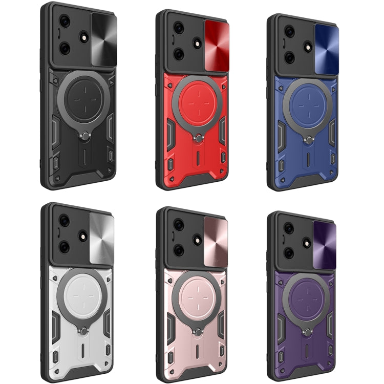 For Tecno Spark 10 / Spark 10C CD Texture Sliding Camshield Magnetic Holder Phone Case(Red) - Tecno Cases by PMC TechLife | Online Shopping South Africa | PMC TechLife | Buy Now Pay Later Mobicred